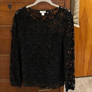 Sundance Black Lace Long Sleeve Blouse